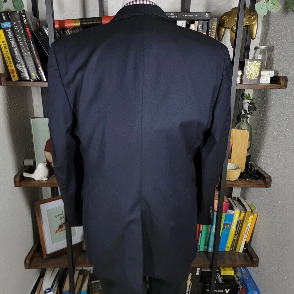 JOS A‎ BANK GORDON Men's Sport Coat Blazer Two Button Black Twill Wool Size 44L